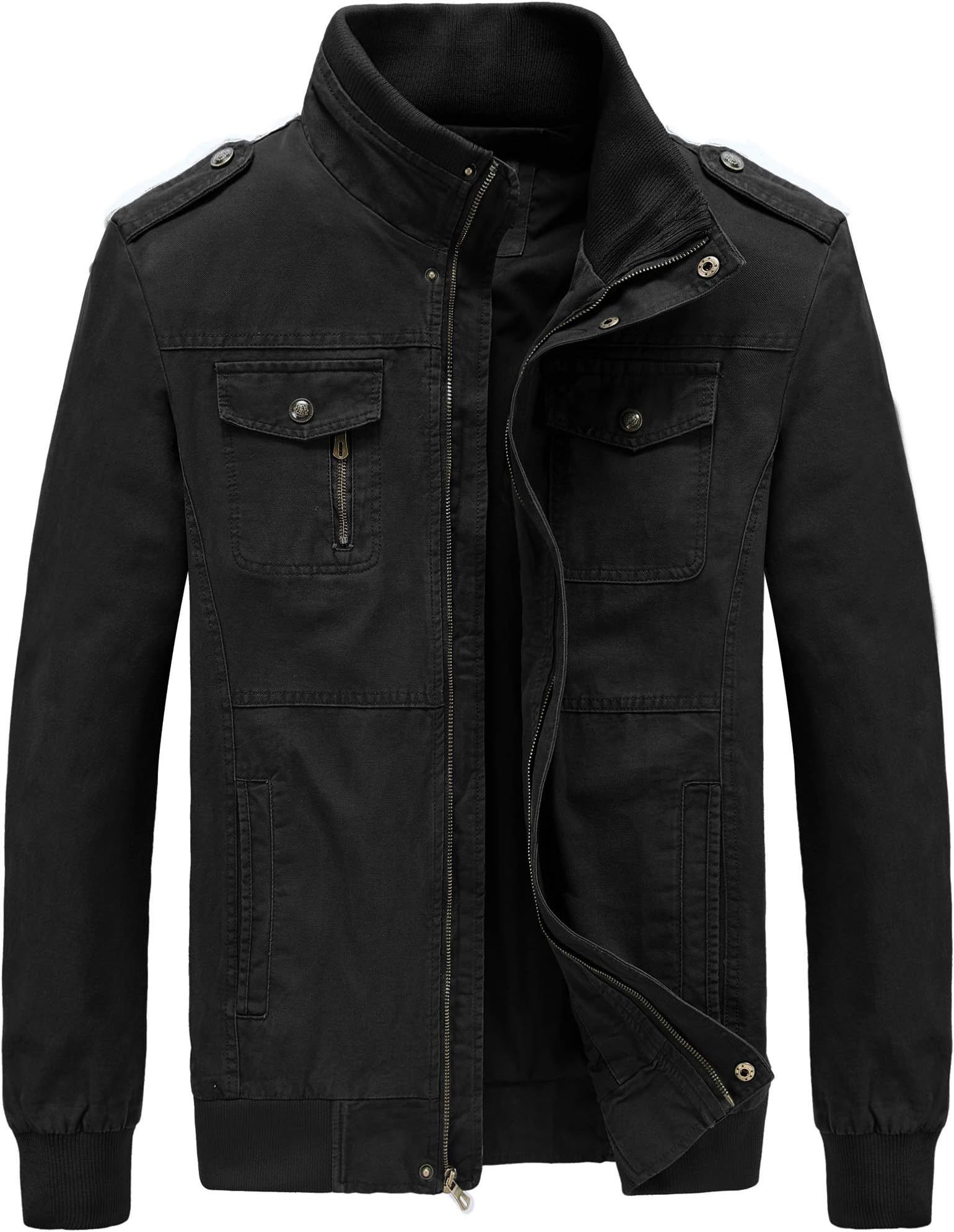 RongYue Men's Casual Cotton Military Jacket Spring Lightweight Outwear Coat