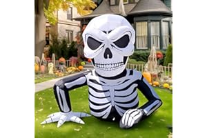 WBHome Halloween Inflatable Outdoor Skull Decorations, Day of The Dead Blow Up Yard Decor with Built-in LED Light for Lawn Ho
