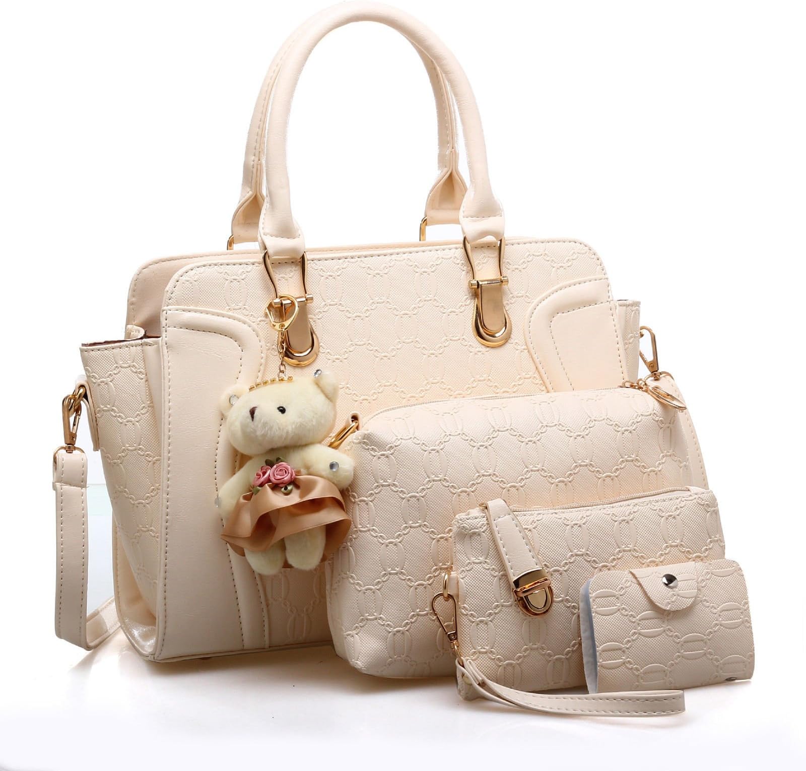 LACIRA Women's Shoulder Bag with Handbag, Satchel & Card Holder (Set of 4)