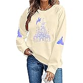 TQUEQRW Magical Sweatshirts for Women Cute Graphic Magical Sweatshirt Family Vacation Shirt Casual Long Sleeve Tops