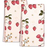 Miss Adola Cute Kitchen Towels Set of 2 - Dish Towels 18 x 26 Inch Microfiber Tea Towel for Home Decorative Strawberry Spring Summer Soft Reusable & Absorbent Aesthetic Vintage Design