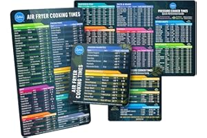LOTTELI KITCHEN Air Fryer Magnetic Cheat Sheet Set, Air Fryer Accessories Cookbook Pressure Cooker Magnet Sheet Quick Reference Guide for Cooking and Frying (Black Bundle)