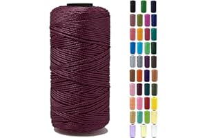 Tsuisho 1.5mm x 219 Yards Polyester String Cord for Knitting and Crochet, 100% Polypropylene Macrame Cord for Hats, Bags, Purses, Shoes, Plant Hangers, DIY Crafts - Cannon Pink