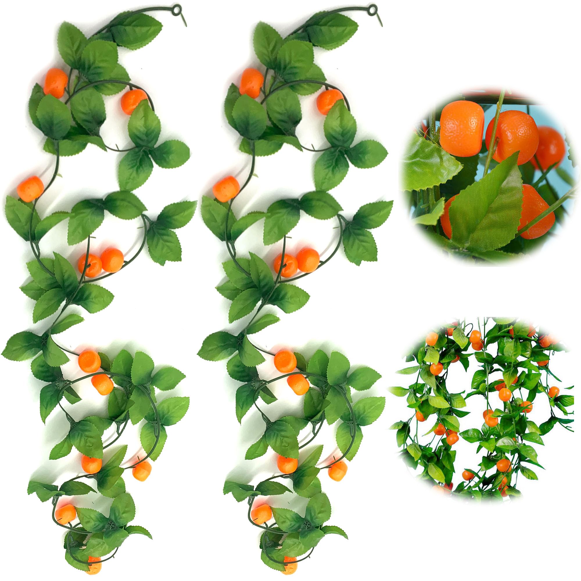 LONGHAO Pack of 2 Artificial Fruit Rattan, Artificial Fruit Decoration, Artificial Plastic Orange, Kumquat Skewers Made of Plastic, Artificial Fruit and Vegetable Decoration, Shooting Props