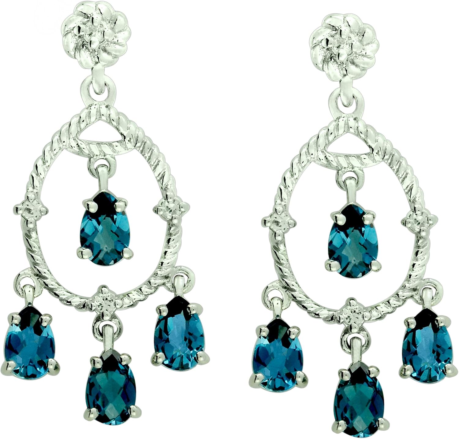 Sterling Silver 925 Earrings GENUINE GEMS 4 Cts with