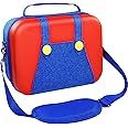 iVoler Carrying Storage Case for Nintendo Switch/Switch OLED Model,Portable Travel All Protective Hard Messenger Bag Soft Lining 18 Games for Switch Console Pro Controller & Accessories Red+Blue