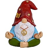 Mood Lab Garden Gnome - Funny Zen Hippie Gnome Figurine - 9.1 Inch Tall Lawn Statue - for Outdoor or House Decor