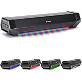 ENHANCE Gaming Computer Speakers Sound Bar - Under Monitor Soundbar LED Speaker with 40W Peak Power, 3 LED Color Modes, Dual 