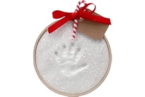 Child to Cherish Claydough, Glitter Baby Handprint First Christmas Ornament Kit with Wooden Ring