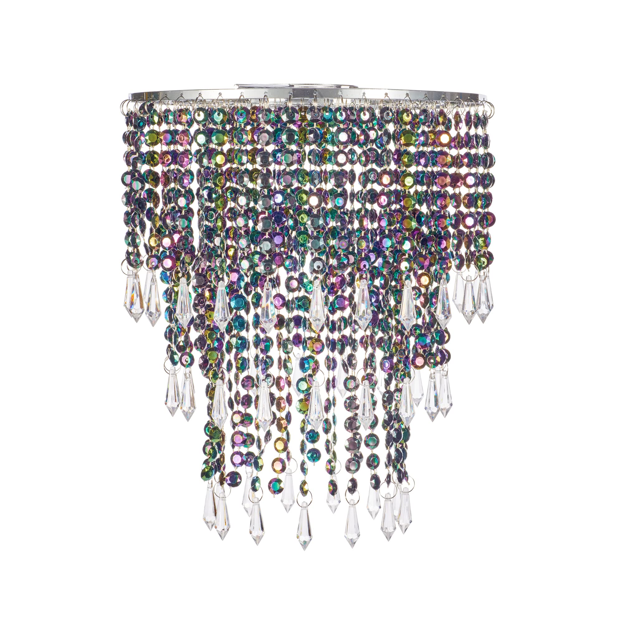 Waneway Chandelier Light Shade for Ceiling Pendant Light, Easy Fit Crystal Lamp Shade Lampshade for Bedroom, Living Room, Hallway, Wedding or Party Decoration, Diameter 22 cm, 3 Tiers, Multicolour