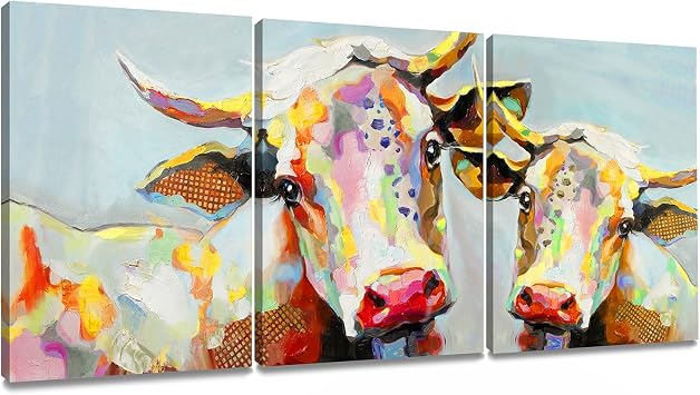 Canvas Painting Farmhouse Decor 12 X 16 Original Cow Painting Abstract Cow Art Bohemian Decor Cow Art Cow Painting Kitchen Wall Art Art Collectibles Acrylic Vadel Com