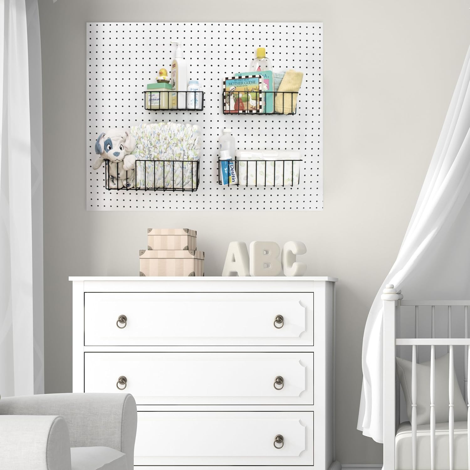 ToolAssort Pegboard Basket Set of 4, Hooks Easily to Arrange