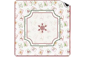 VIIJJUE Red Green Chinoiserie Christmas Snowflake Mahjong Mat 31.5 x 31.5 in, Grandmillennial Mahjong Mat for Table, Non-Slip Noise Reduction Game Table Cover for Card Poker Dominoes Dice Board Games