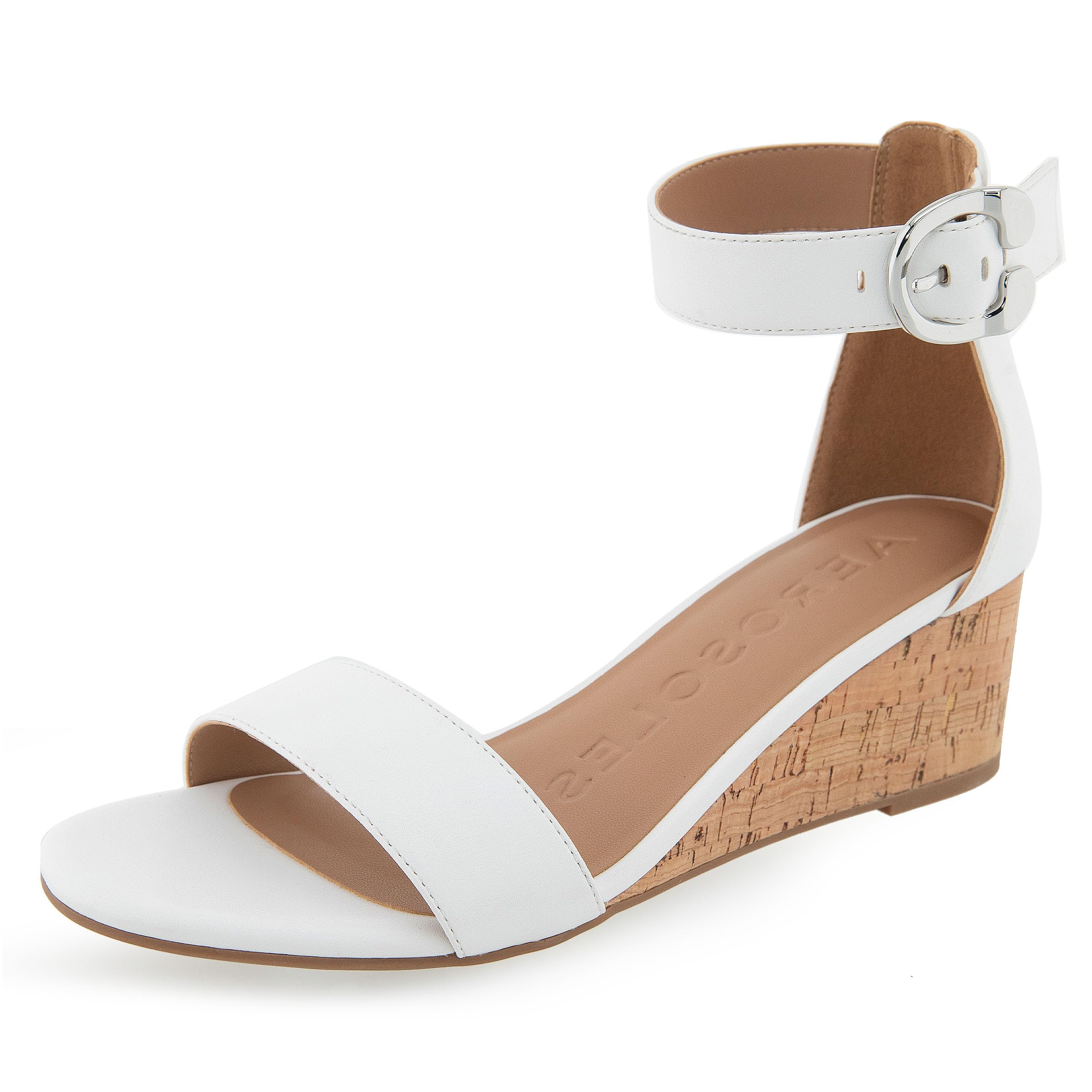 Aerosoles Women’s Willis Wedge Sandal, White PU, 10