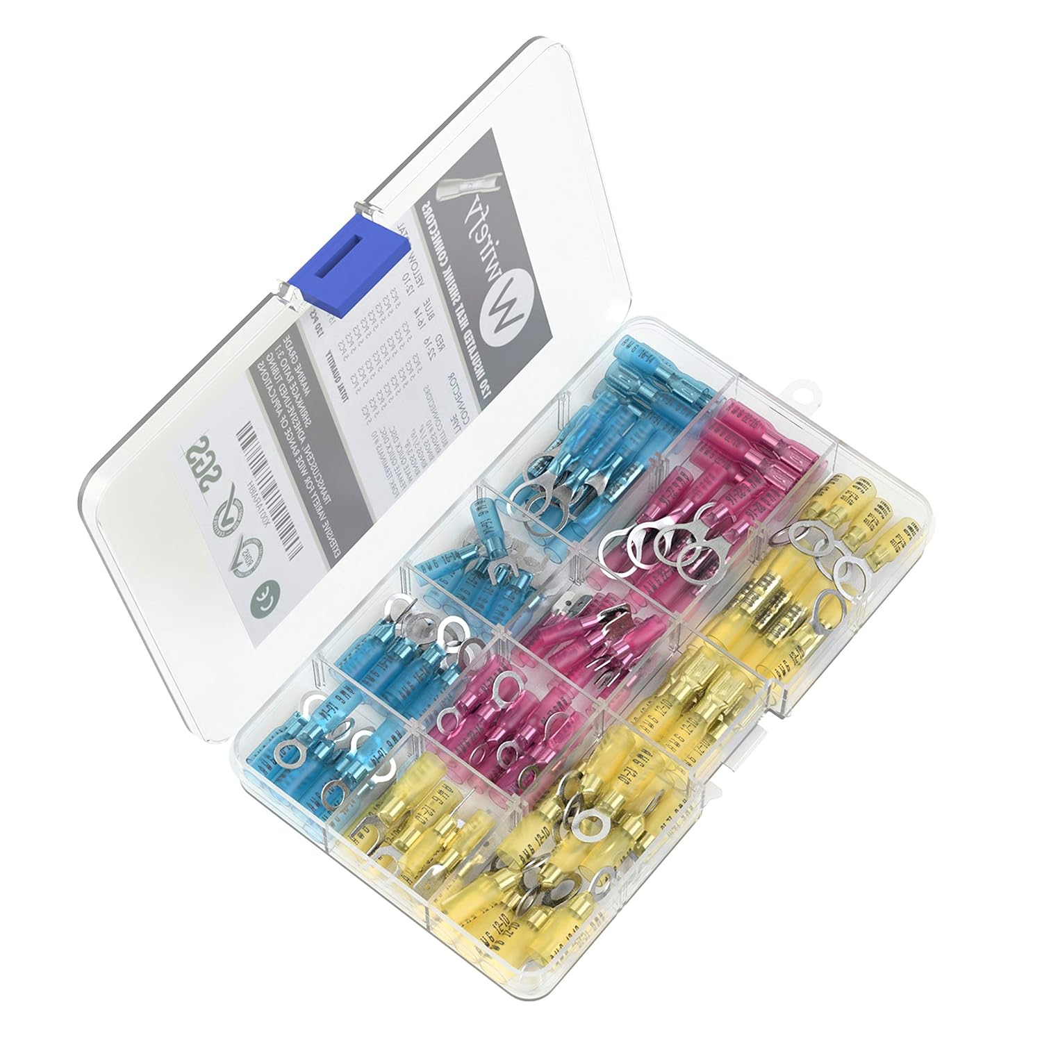 120 PCS Wirefy Heat Shrink Connector Kit - Electrical Insulated Wire Terminals Crimp Ring Butt Spade Marine Waterproof Automotive