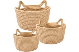 LUSCREAL Woven Baskets for Storage, Decorative Storage Baskets Cute Storage Organizer Cat Cotton Rope Basket, Large Baskets for Organizing, Toy Storage, Decor, Gifts, Laundry, Home Decor Living Room