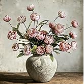 Cherica 6Pcs Viral Peony Artificial Flowers for Vase | 27in Real Touch Fake Flowers Branches with Flexible Wired Stems for Home Decor DIY Bouquet Shower Fillers Arrangements,Dusty