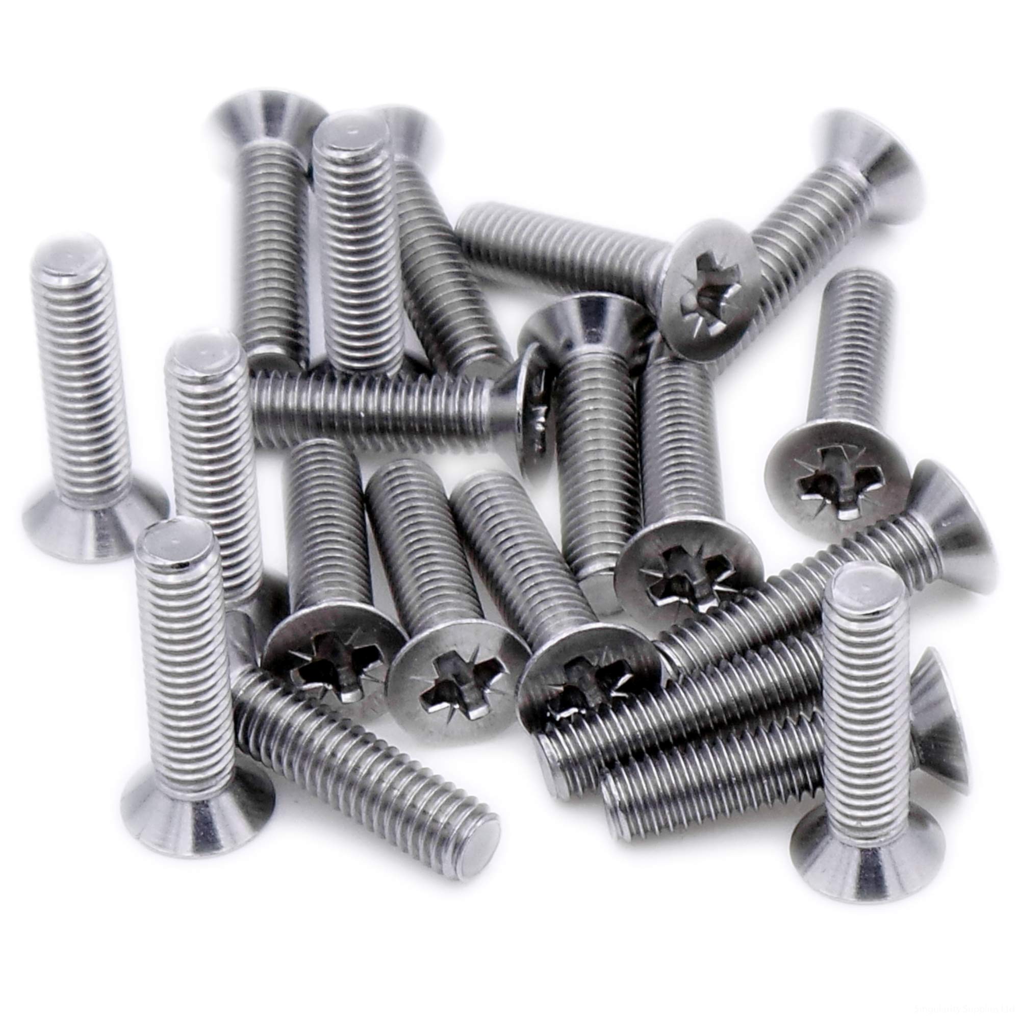 M6 (6mm x 12mm) Pozi Countersunk Machine Screw (Bolt) - Stainless Steel (A2) (Pack of 20)