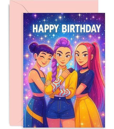 Amazon.com : Rumi Purple Braid K-Pop Golden Birthday Greeting Card