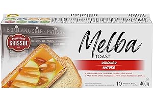 Boulangerie Grissol Melba Toast, Original - Savoury, Light and Crispy Snack for at Home or On The Go 400g Unit Pack 1