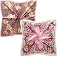 AWAYTR 4 Foulard Satinati Grandi 90x90 Cm Per Donna - Leggeri E Morbidi Come La Seta (Set: Fantasie Farfalle In Blu/Caffè/Beige/Rosso)