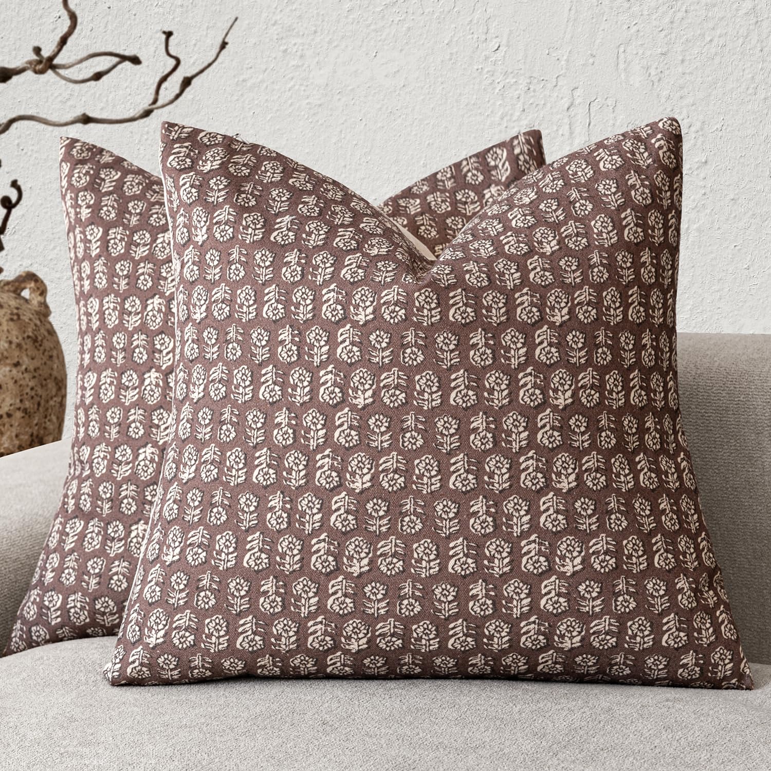 Foindtower Set of 2 Decorative Vintage Floral Print