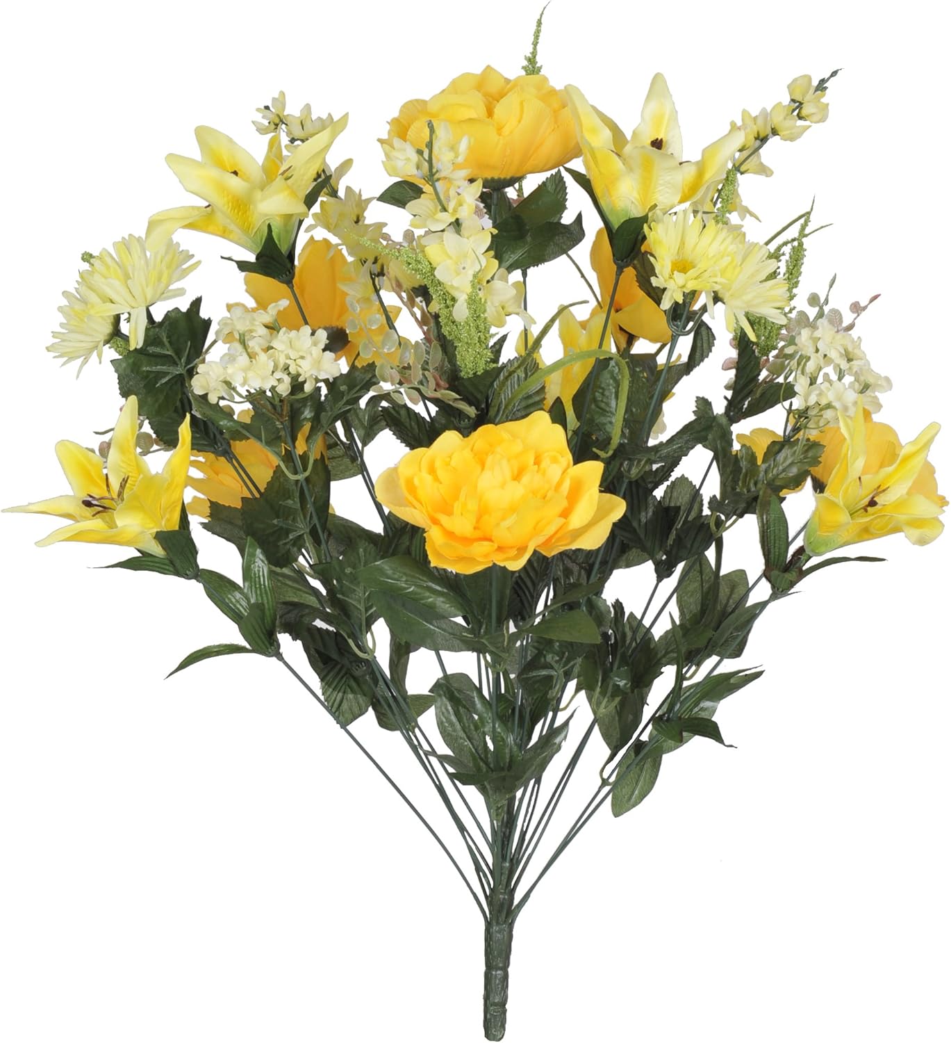 Amazon Com House Of Silk Flowers Artificial 26 Inch Yellow Peony Lily Daisy Bush Home Kitchen