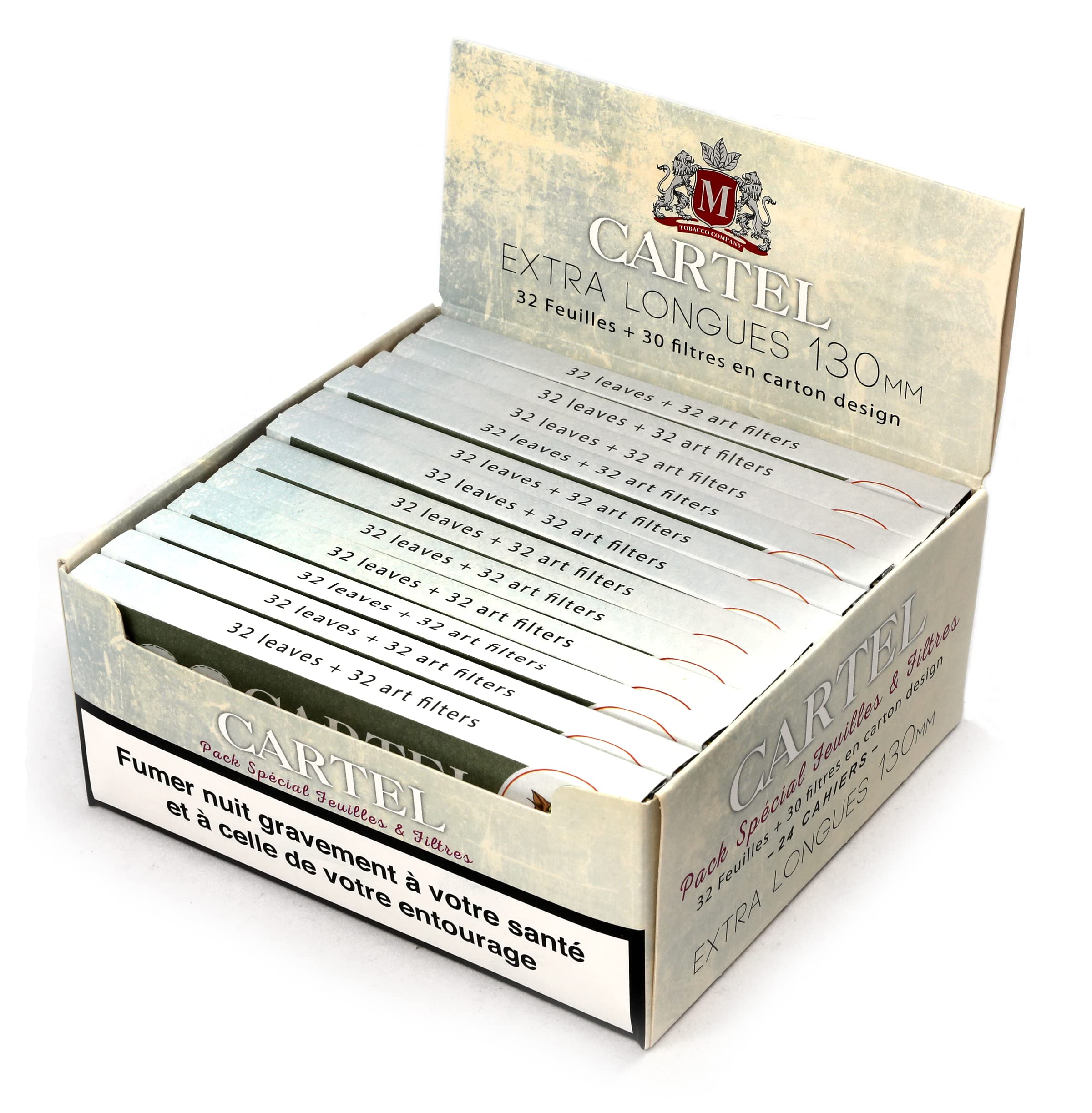 CARTEL Supersize Extra Long 130mm Rolling papers + art filter tips - 24 booklets