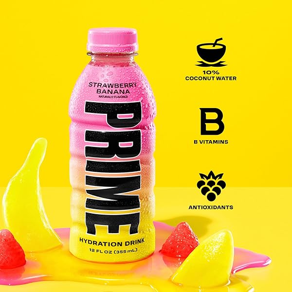 PRIME HYDRATION VARIETY – ICE POP, STRAWBERRY BANANA, LEMONADE, SPORTS DRINKS, ELECTROLYTE ENHANCED FOR ULTIMATE HYDRATION, 250MG BCAAS, B VITAMINS, ANTIOXIDANTS, LOW SUGAR, 12 FL OZ, 15 PACK