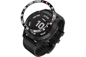 Baihui Stainless Steel Bezel Ring Compatiable with Garmin Fenix 6X/6X Pro Watch, Bezel Ring Adhesive Cover Anti Scratch & Collision Protector for Garmin Watch Accessory (Black - Not For 6/6 Pro)