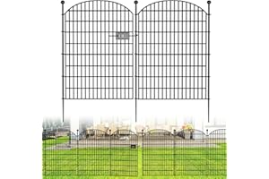 BILIBOMPA Decorative Garden Metal Fence 5 Pack with Gate, 40 in (H) x 11.8 ft (L) No Dig Dog Animal Barrier for Yard, Animal Ground Stakes Fencing for Garden, Patio, Flower Bed