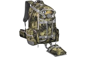 HUNTIT H1 Hunting Backpack with Waterproof Rain Cover Rifle Bow Holder Camo Outdoor Hunting Pack