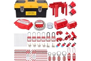 OMGTMD Lockout Tagout Kit Circuit Breaker Lockout Device,Ball Valve Lockout,Lockout Steel Cable,Lockout Plug,Lock Out Tag,Loto Safety Padlock,Lock Out Tag Out Station Loto Kit with 69 Component