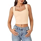 LYANER Women's Summer Crop Tops Square Neck Sleeveless Tank Top Sexy Cami Shirts