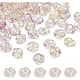 uxcell 100 Pcs Rose Beads, 0.55" Glass Flower Rose Charm Carved Loose Spacer Crystal Craft Beads for DIY Jewelry Making Bracelet Beading Projects Supplies, Purple