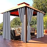 BONZER Waterproof Indoor/Outdoor Curtains for Patio - Thermal Insulated, Sun Blocking Grommet Blackout Curtains for Bedroom,