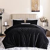 weigelia Black Comforter Queen Set – Ultra Soft Plush Fleece Black Bed Set, Fluffy Warm Luxury Bedding Comforter with 2 Pillowcases, Cozy Heavy Warm Bed Set for Winter
