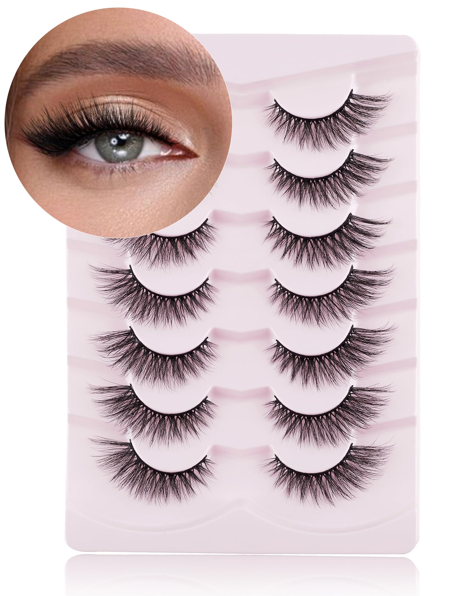 Onlyall Cat Eye Lashes Volume&Long Eyelashes Mink Foxeye (6MM-17MM) Fake Lash Natural&Wispy False Eyelash F02