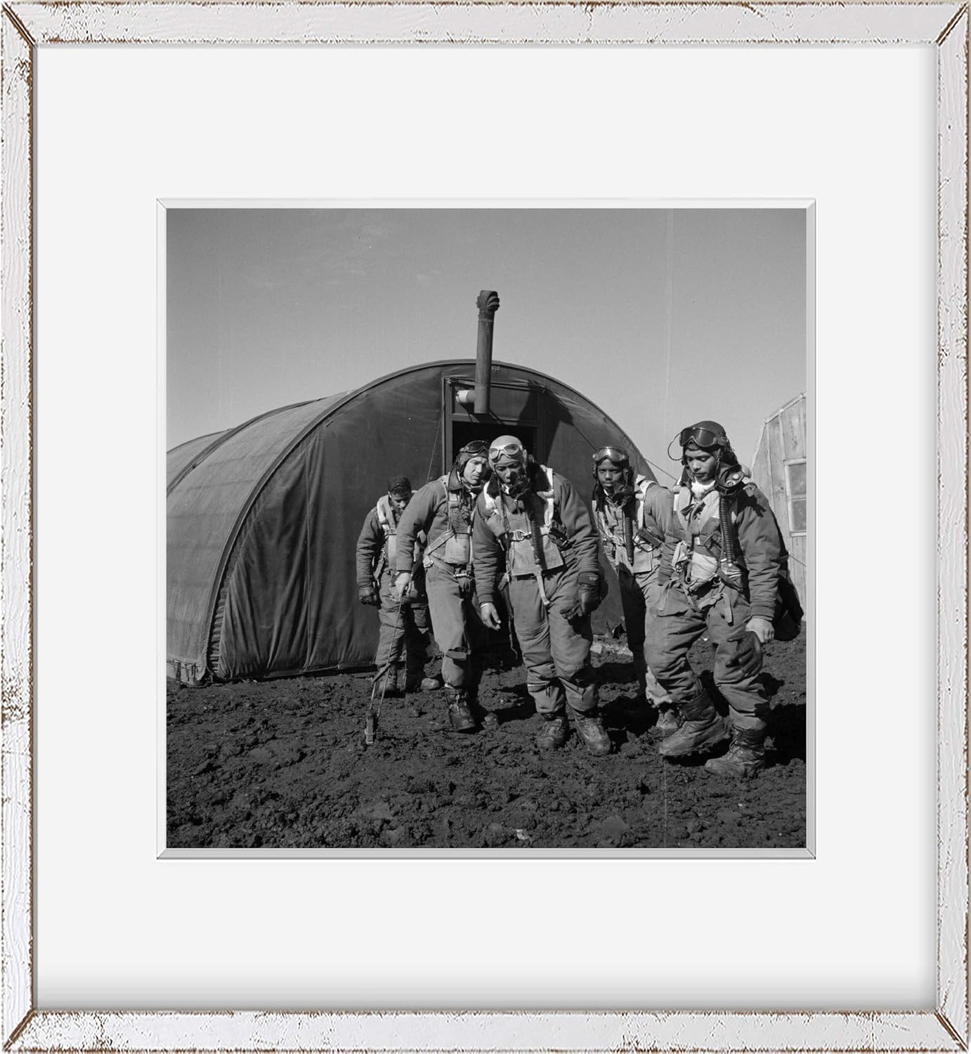 Photographs - INFINITE PHOTOGRAPHS Photo: Tuskegee Airmen exiting Parachute Room, Ramitelli, Italy | March 1945 | Vintage Photo Decor