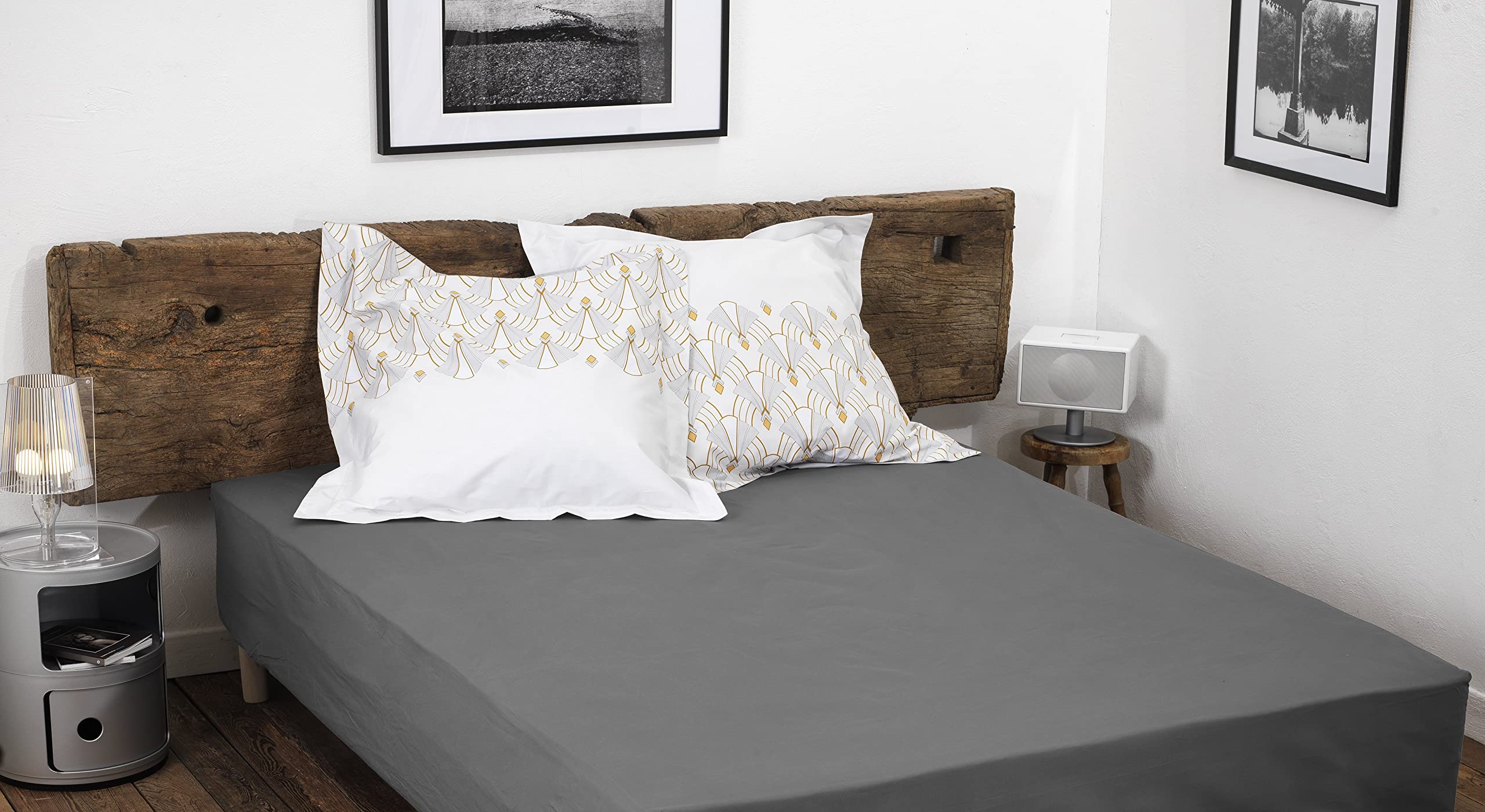 100% Cotton Fitted Sheet – 57 Thread Count – Size 180 x 200 cm – Dark Grey – 35 cm Deep Weave – Soft, Breathable, Washable — image 1