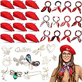 Jamntower 36 Pcs Wool Beret Hats Solid Color French Beanie Hat with Silk Scarf Brooch for Women Lady Winter Costume