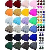 Jecery 50 Pack Winter Beanies Hats Bulk for Homeless Unisex Cold Weather Stretch Caps Warm Knitted Cuffed Hats for Women Men