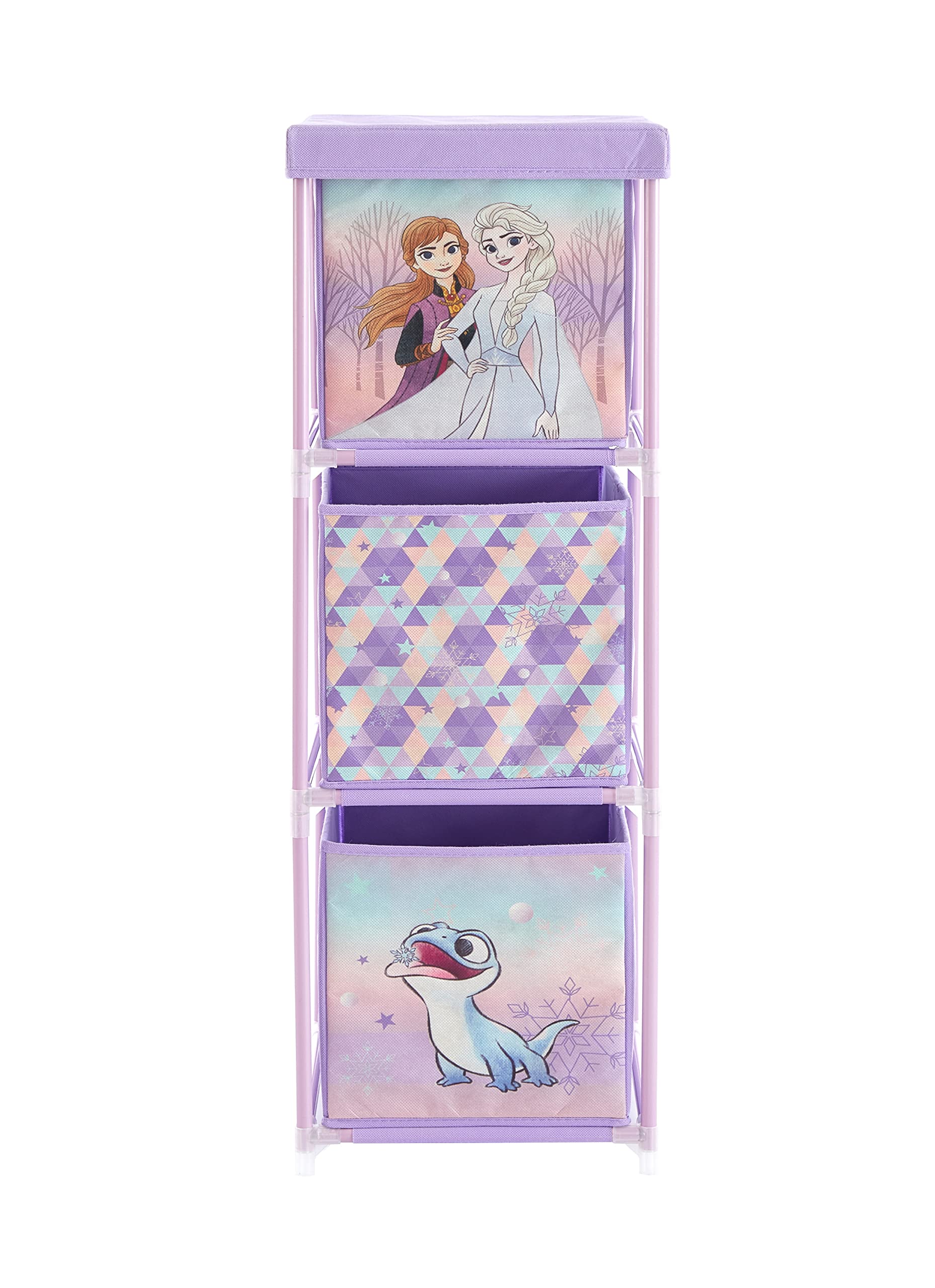Idea Nuova Disney Frozen 3 Tier Fabric Storage Organizer with 3 Cubes and Removable Lid