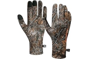 BASSDASH Unisex Fleece Liner Lightweight Camo Hunting Gloves Touchscreen Warm Gloves for Fishing Photography HG07