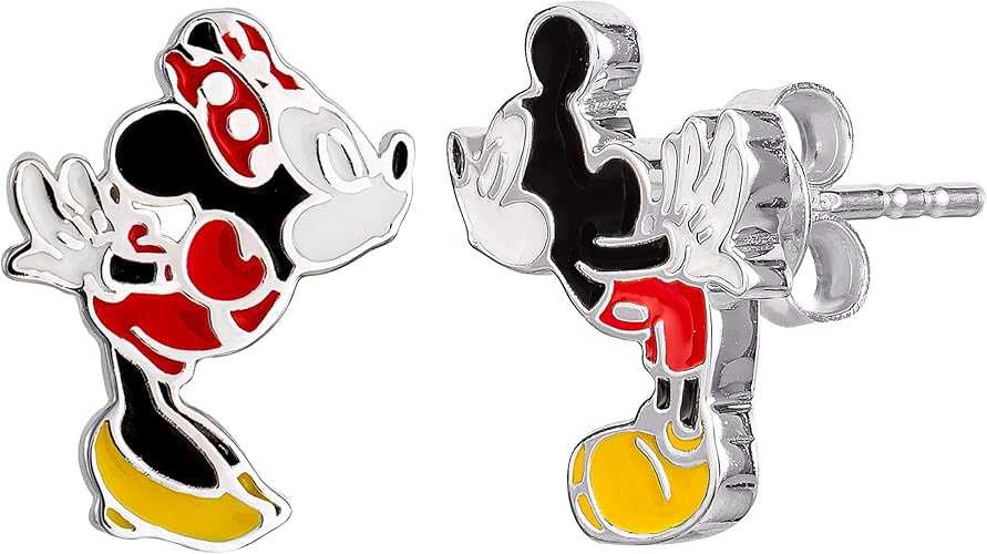 Amazon ディズニー ミッキーとミニーマウス スターリングシルバー ミッキーマウス ミスマッチ キス スタッドピアス ピアス 通販