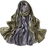 MiaoChoice Silk Feeling Scarf,Satin Chiffon Sunscreen Shawl,Gradient Shaded Colors Lightweight Neck Wrap Hijab For Women