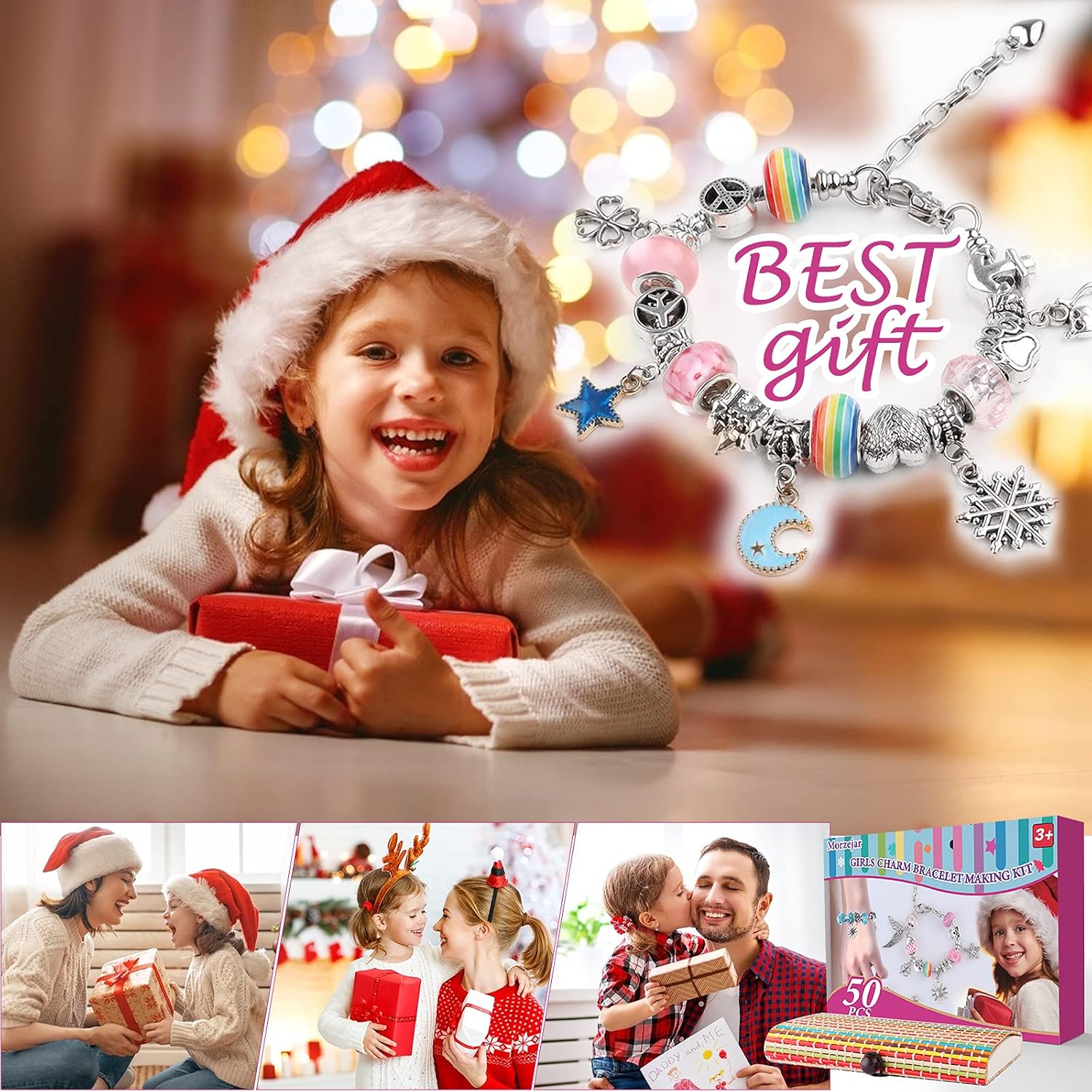 HYASIA Unicorn Gifts for Girls, Arts Crafts Jewellery Bracelet Making Kit for Kids Age 7 8 9 10+ Year Old - Image 3