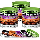 NEBURORA 48 Pcs Halloween Rubber Bracelets Silicone Wristbands Halloween Party Favors Trick or Treat Gifts Goodie Bag Stuffers