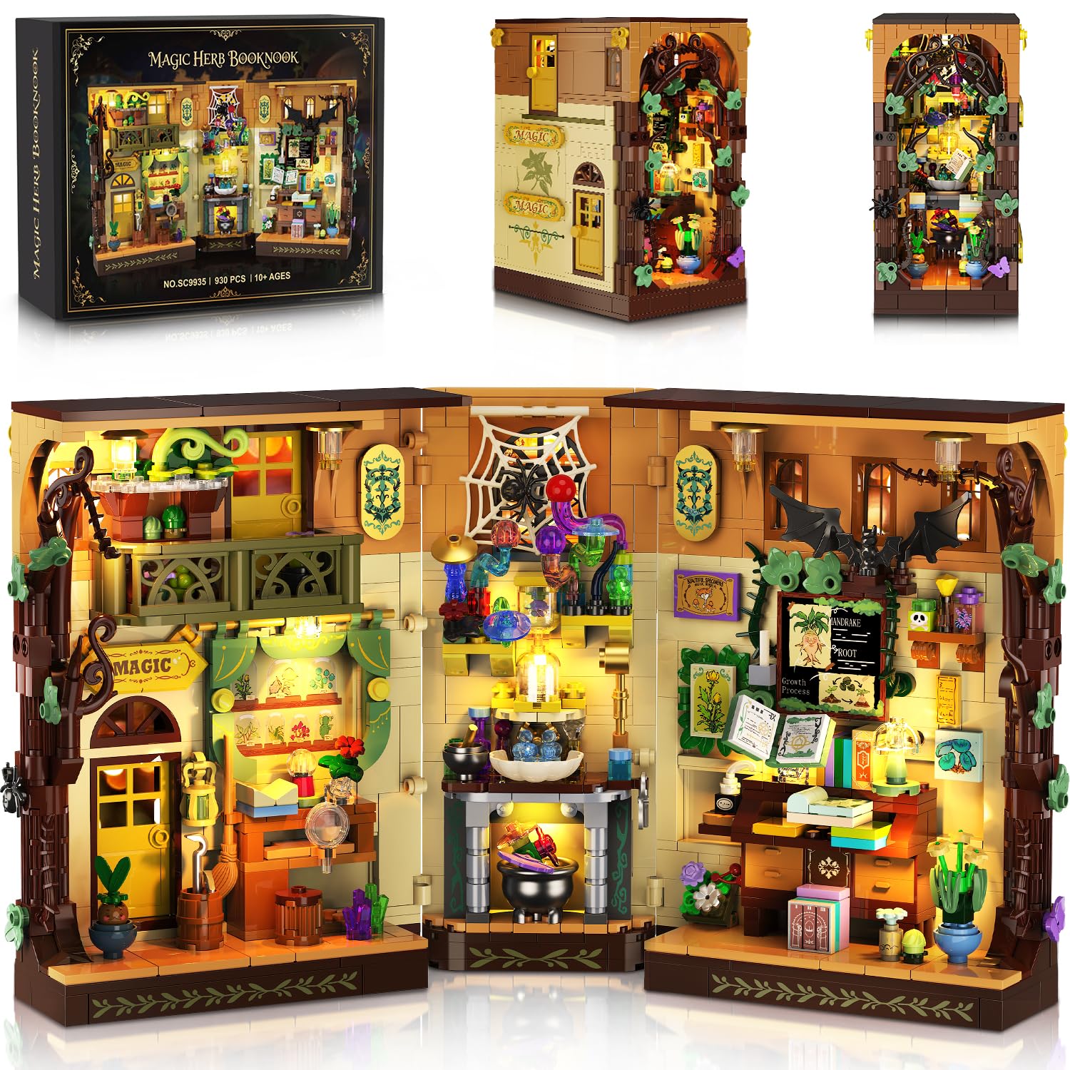 INSOON Magic Herb Book Nook Building Set with Light, DIY Booknook ...