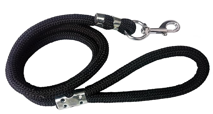 Petshop7 Stylish Plain Dog Rope Leash, 15mm, Medium (Black)